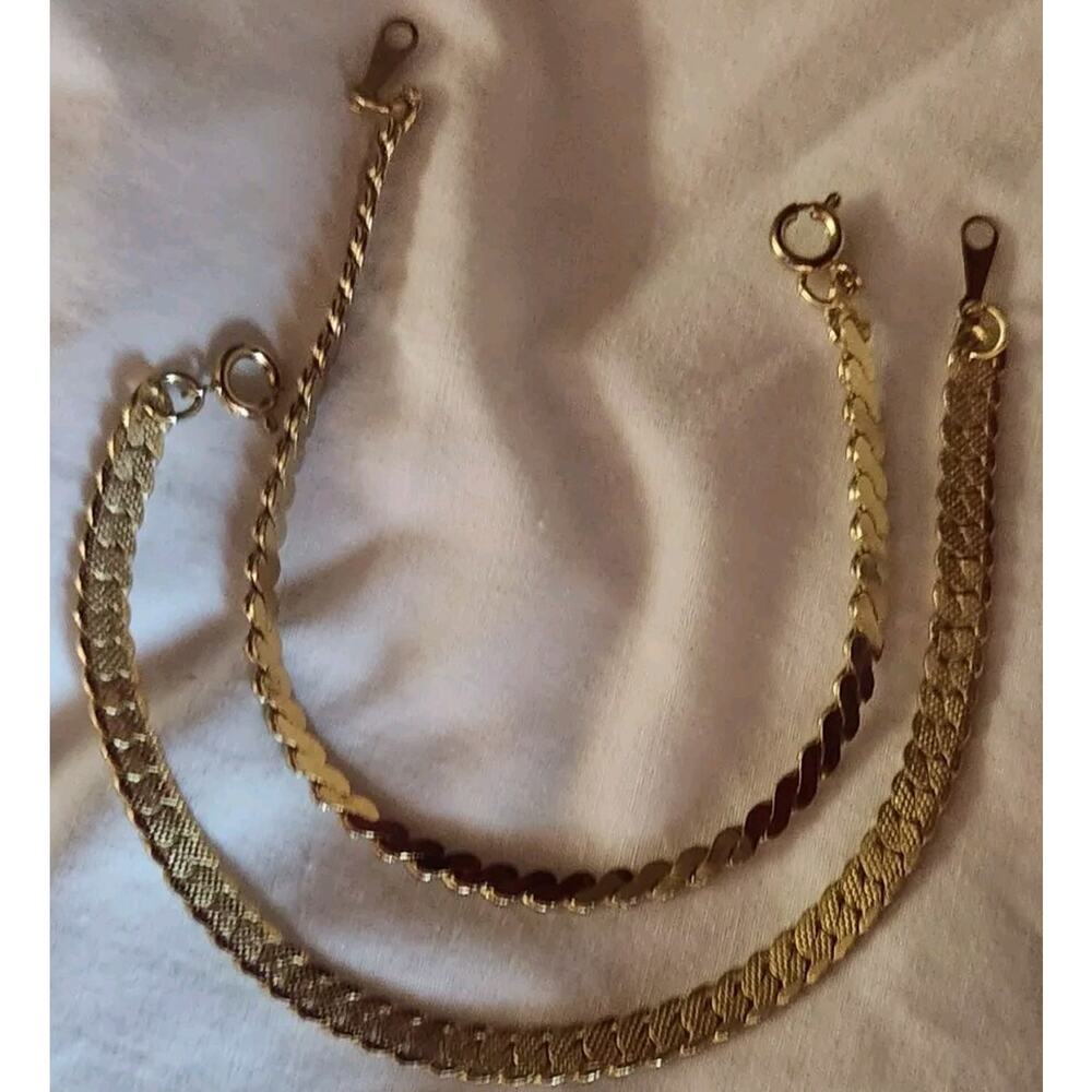 Lot 2: Woman's Gold Plated Braided Bracelets Two Styles 6.75" long